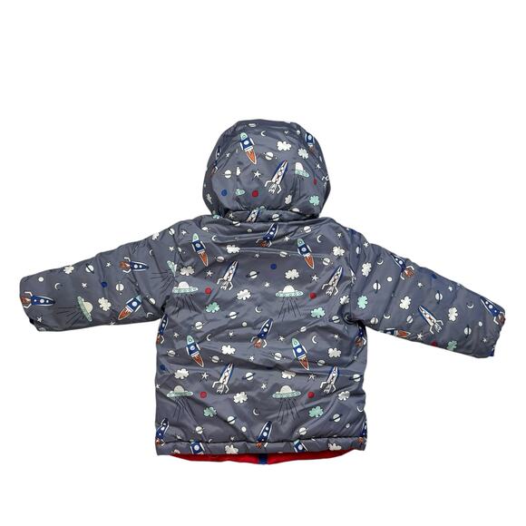 ANDY & EVAN Reversible Space Hooded Puffer Jacket Size 3T Red Lined Pockets - Picture 2 of 5
